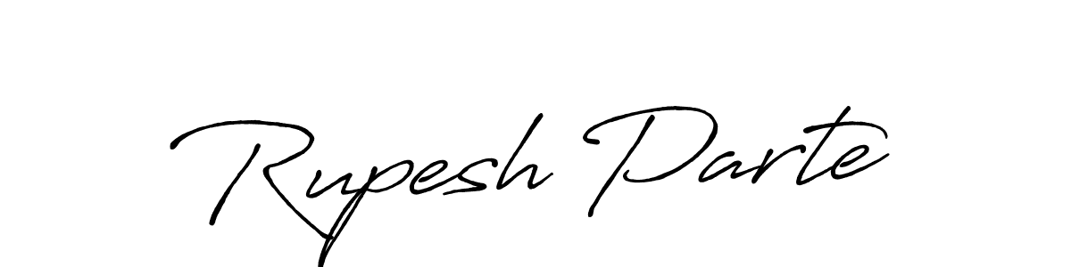 How to make Rupesh Parte name signature. Use Antro_Vectra_Bolder style for creating short signs online. This is the latest handwritten sign. Rupesh Parte signature style 7 images and pictures png