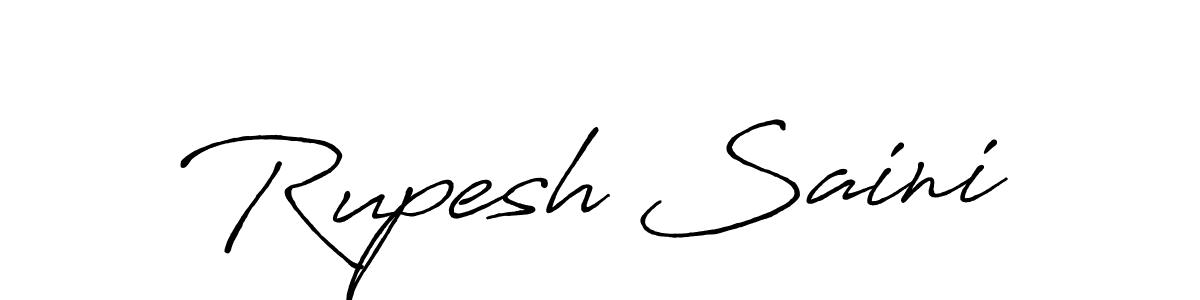 How to make Rupesh Saini name signature. Use Antro_Vectra_Bolder style for creating short signs online. This is the latest handwritten sign. Rupesh Saini signature style 7 images and pictures png
