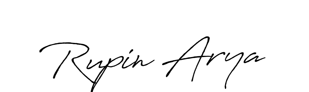 How to make Rupin Arya name signature. Use Antro_Vectra_Bolder style for creating short signs online. This is the latest handwritten sign. Rupin Arya signature style 7 images and pictures png