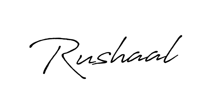 How to make Rushaal signature? Antro_Vectra_Bolder is a professional autograph style. Create handwritten signature for Rushaal name. Rushaal signature style 7 images and pictures png