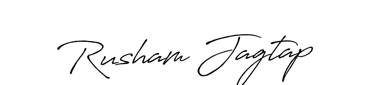 Rusham Jagtap stylish signature style. Best Handwritten Sign (Antro_Vectra_Bolder) for my name. Handwritten Signature Collection Ideas for my name Rusham Jagtap. Rusham Jagtap signature style 7 images and pictures png