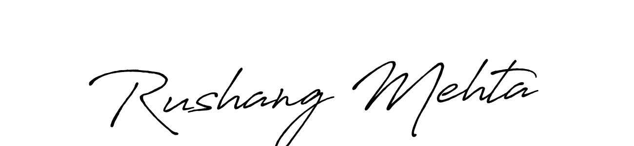 Use a signature maker to create a handwritten signature online. With this signature software, you can design (Antro_Vectra_Bolder) your own signature for name Rushang Mehta. Rushang Mehta signature style 7 images and pictures png