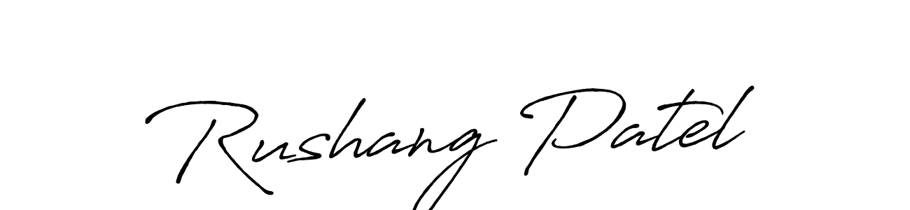 How to make Rushang Patel signature? Antro_Vectra_Bolder is a professional autograph style. Create handwritten signature for Rushang Patel name. Rushang Patel signature style 7 images and pictures png