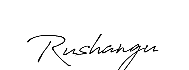 Use a signature maker to create a handwritten signature online. With this signature software, you can design (Antro_Vectra_Bolder) your own signature for name Rushangu. Rushangu signature style 7 images and pictures png