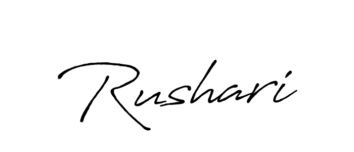 Use a signature maker to create a handwritten signature online. With this signature software, you can design (Antro_Vectra_Bolder) your own signature for name Rushari. Rushari signature style 7 images and pictures png