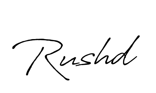 Use a signature maker to create a handwritten signature online. With this signature software, you can design (Antro_Vectra_Bolder) your own signature for name Rushd. Rushd signature style 7 images and pictures png