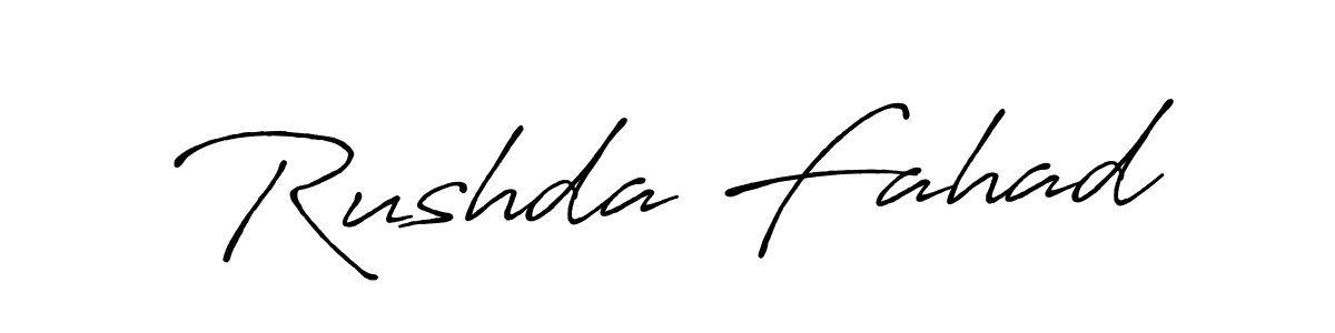 You should practise on your own different ways (Antro_Vectra_Bolder) to write your name (Rushda Fahad) in signature. don't let someone else do it for you. Rushda Fahad signature style 7 images and pictures png