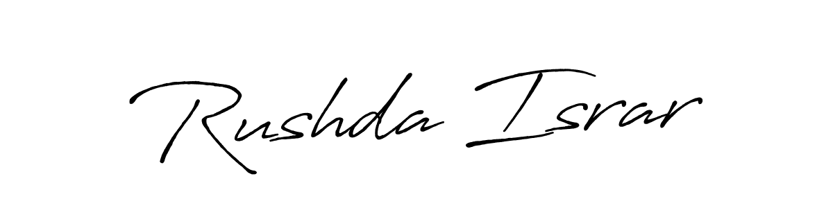 This is the best signature style for the Rushda Israr name. Also you like these signature font (Antro_Vectra_Bolder). Mix name signature. Rushda Israr signature style 7 images and pictures png