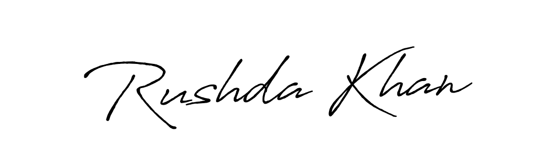 Design your own signature with our free online signature maker. With this signature software, you can create a handwritten (Antro_Vectra_Bolder) signature for name Rushda Khan. Rushda Khan signature style 7 images and pictures png