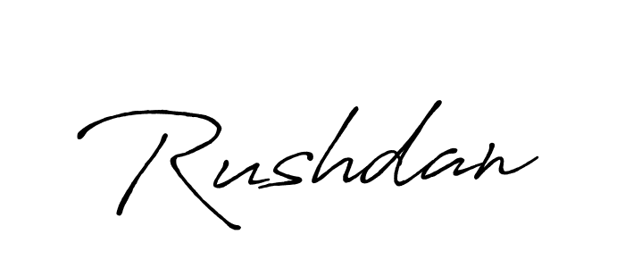 How to make Rushdan name signature. Use Antro_Vectra_Bolder style for creating short signs online. This is the latest handwritten sign. Rushdan signature style 7 images and pictures png