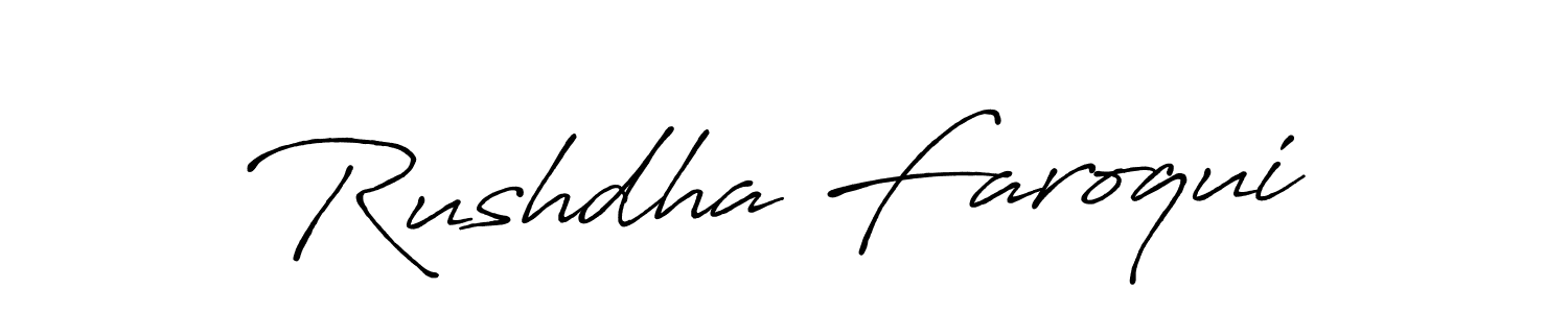 This is the best signature style for the Rushdha Faroqui name. Also you like these signature font (Antro_Vectra_Bolder). Mix name signature. Rushdha Faroqui signature style 7 images and pictures png