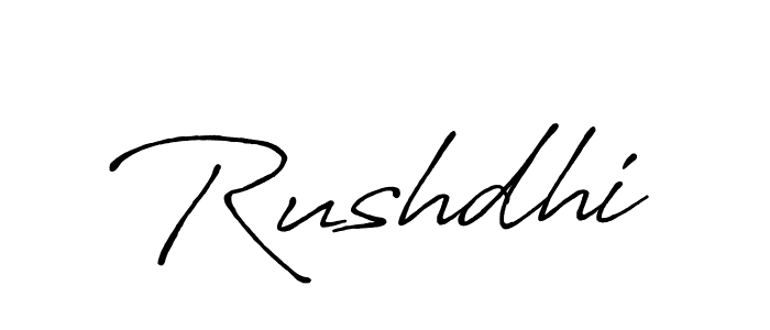 Use a signature maker to create a handwritten signature online. With this signature software, you can design (Antro_Vectra_Bolder) your own signature for name Rushdhi. Rushdhi signature style 7 images and pictures png