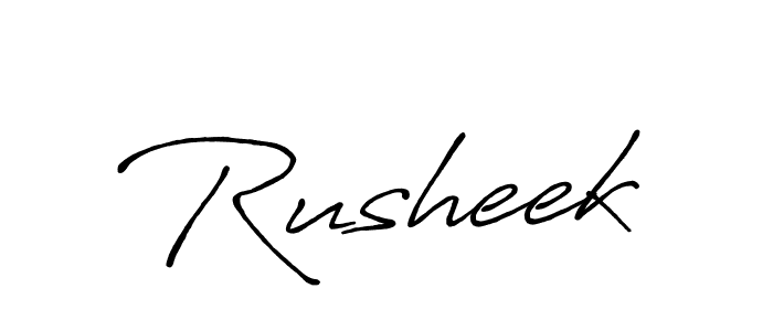 Make a beautiful signature design for name Rusheek. With this signature (Antro_Vectra_Bolder) style, you can create a handwritten signature for free. Rusheek signature style 7 images and pictures png
