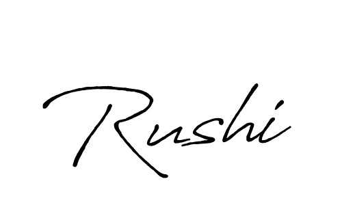 How to make Rushi signature? Antro_Vectra_Bolder is a professional autograph style. Create handwritten signature for Rushi name. Rushi signature style 7 images and pictures png