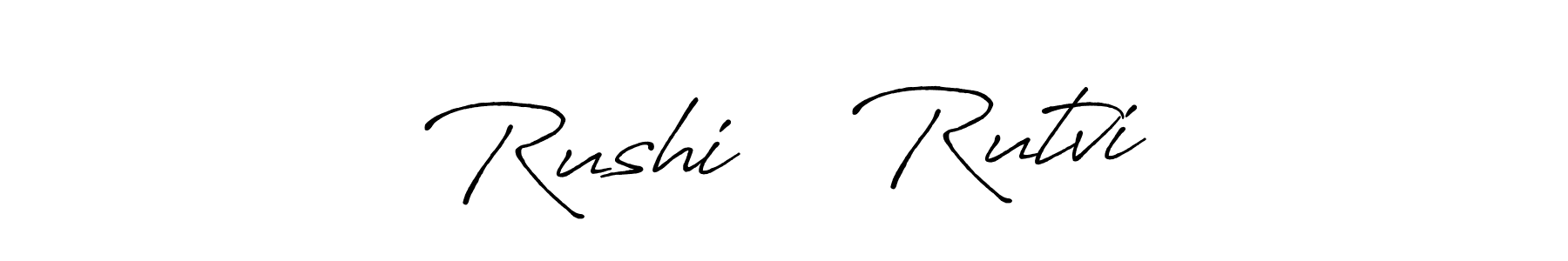 Make a beautiful signature design for name Rushi ❤️ Rutvi. With this signature (Antro_Vectra_Bolder) style, you can create a handwritten signature for free. Rushi ❤️ Rutvi signature style 7 images and pictures png