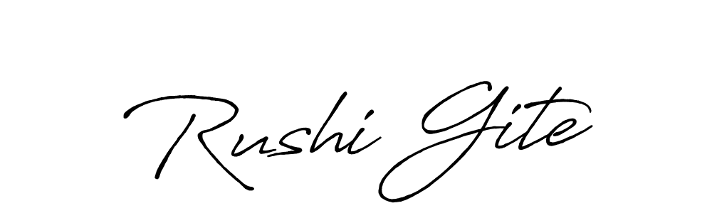 This is the best signature style for the Rushi Gite name. Also you like these signature font (Antro_Vectra_Bolder). Mix name signature. Rushi Gite signature style 7 images and pictures png
