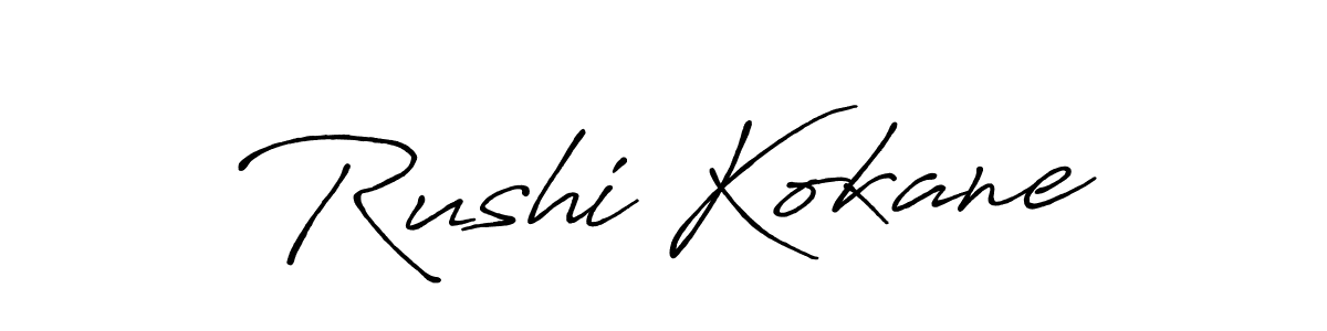 Antro_Vectra_Bolder is a professional signature style that is perfect for those who want to add a touch of class to their signature. It is also a great choice for those who want to make their signature more unique. Get Rushi Kokane name to fancy signature for free. Rushi Kokane signature style 7 images and pictures png
