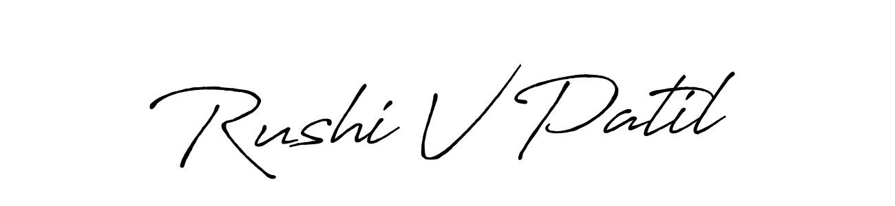 Use a signature maker to create a handwritten signature online. With this signature software, you can design (Antro_Vectra_Bolder) your own signature for name Rushi V Patil. Rushi V Patil signature style 7 images and pictures png
