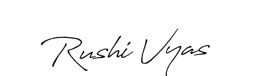 Create a beautiful signature design for name Rushi Vyas. With this signature (Antro_Vectra_Bolder) fonts, you can make a handwritten signature for free. Rushi Vyas signature style 7 images and pictures png