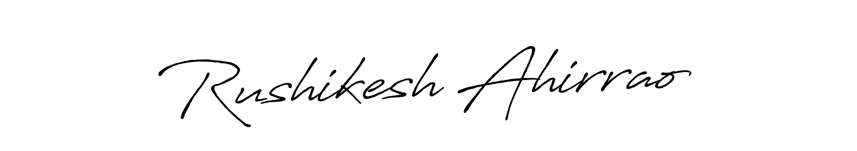 How to make Rushikesh Ahirrao name signature. Use Antro_Vectra_Bolder style for creating short signs online. This is the latest handwritten sign. Rushikesh Ahirrao signature style 7 images and pictures png