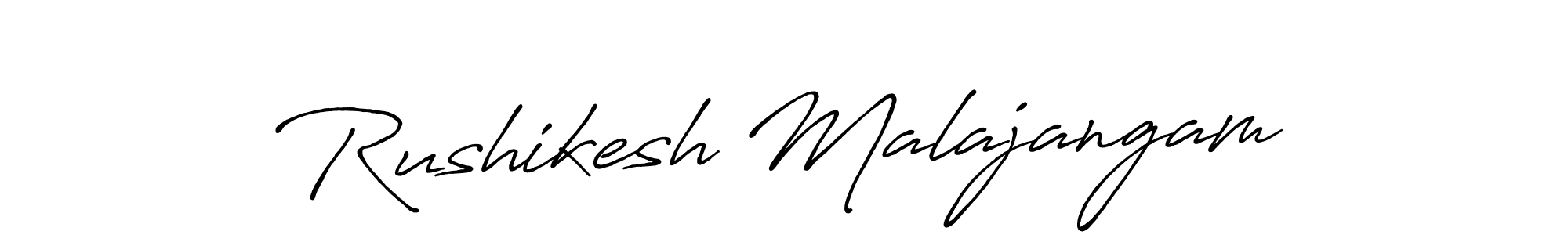 How to make Rushikesh Malajangam name signature. Use Antro_Vectra_Bolder style for creating short signs online. This is the latest handwritten sign. Rushikesh Malajangam signature style 7 images and pictures png