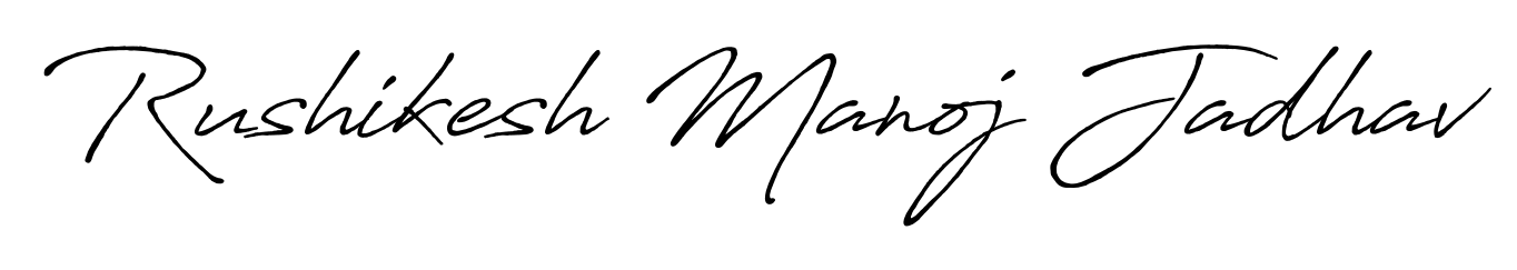 Personalize your online presence with Rushikesh Manoj Jadhav signature rendered in elegant Antro_Vectra_Bolder font. Great for website footers and blogs. Rushikesh Manoj Jadhav signature style 7 images and pictures png