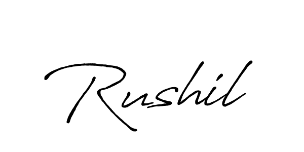 How to make Rushil signature? Antro_Vectra_Bolder is a professional autograph style. Create handwritten signature for Rushil name. Rushil signature style 7 images and pictures png