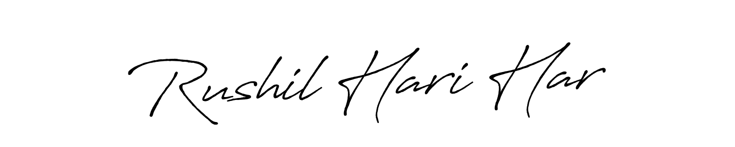 The best way (Antro_Vectra_Bolder) to make a short signature is to pick only two or three words in your name. The name Rushil Hari Har include a total of six letters. For converting this name. Rushil Hari Har signature style 7 images and pictures png
