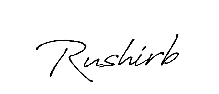 Use a signature maker to create a handwritten signature online. With this signature software, you can design (Antro_Vectra_Bolder) your own signature for name Rushirb. Rushirb signature style 7 images and pictures png