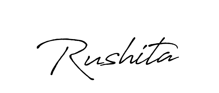 Use a signature maker to create a handwritten signature online. With this signature software, you can design (Antro_Vectra_Bolder) your own signature for name Rushita. Rushita signature style 7 images and pictures png