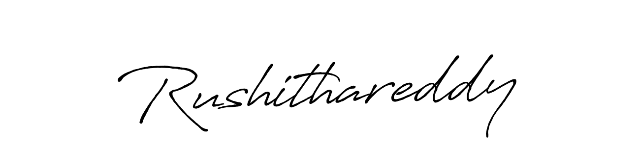 How to make Rushithareddy signature? Antro_Vectra_Bolder is a professional autograph style. Create handwritten signature for Rushithareddy name. Rushithareddy signature style 7 images and pictures png