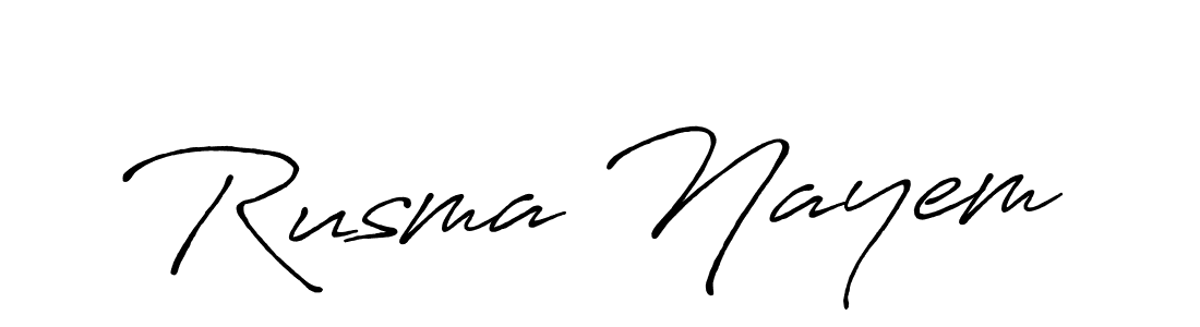 The best way (Antro_Vectra_Bolder) to make a short signature is to pick only two or three words in your name. The name Rusma Nayem include a total of six letters. For converting this name. Rusma Nayem signature style 7 images and pictures png