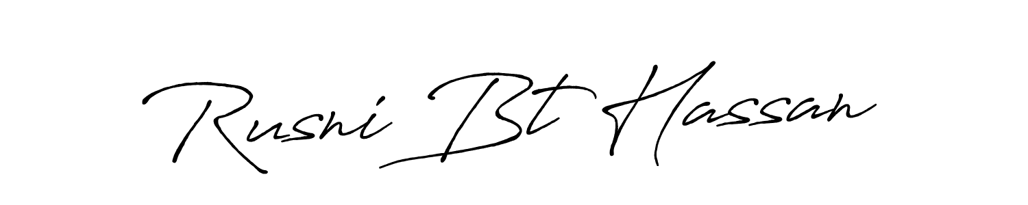 Make a short Rusni Bt Hassan signature style. Manage your documents anywhere anytime using Antro_Vectra_Bolder. Create and add eSignatures, submit forms, share and send files easily. Rusni Bt Hassan signature style 7 images and pictures png