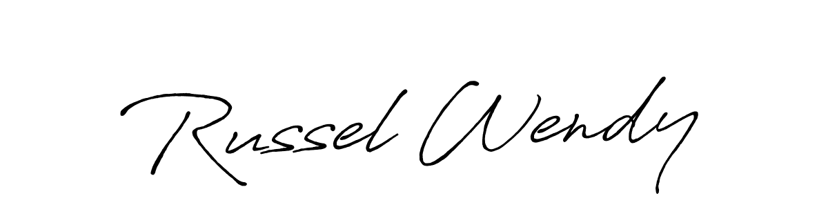 Also You can easily find your signature by using the search form. We will create Russel Wendy name handwritten signature images for you free of cost using Antro_Vectra_Bolder sign style. Russel Wendy signature style 7 images and pictures png