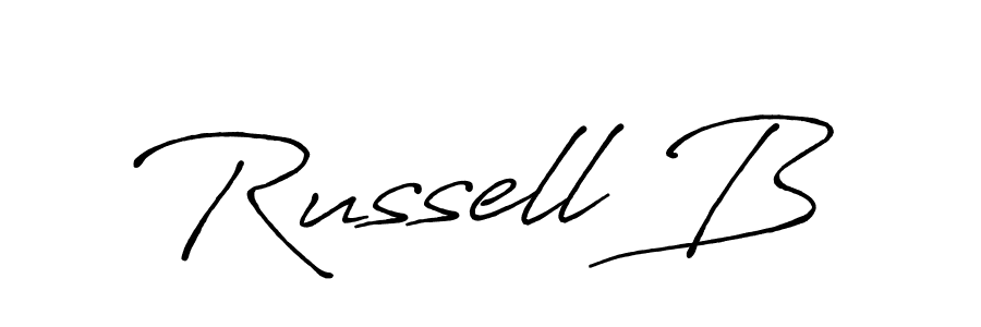 The best way (Antro_Vectra_Bolder) to make a short signature is to pick only two or three words in your name. The name Russell B include a total of six letters. For converting this name. Russell B signature style 7 images and pictures png