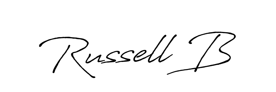 The best way (Antro_Vectra_Bolder) to make a short signature is to pick only two or three words in your name. The name Russell B include a total of six letters. For converting this name. Russell B signature style 7 images and pictures png