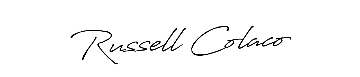 Also You can easily find your signature by using the search form. We will create Russell Colaco name handwritten signature images for you free of cost using Antro_Vectra_Bolder sign style. Russell Colaco signature style 7 images and pictures png