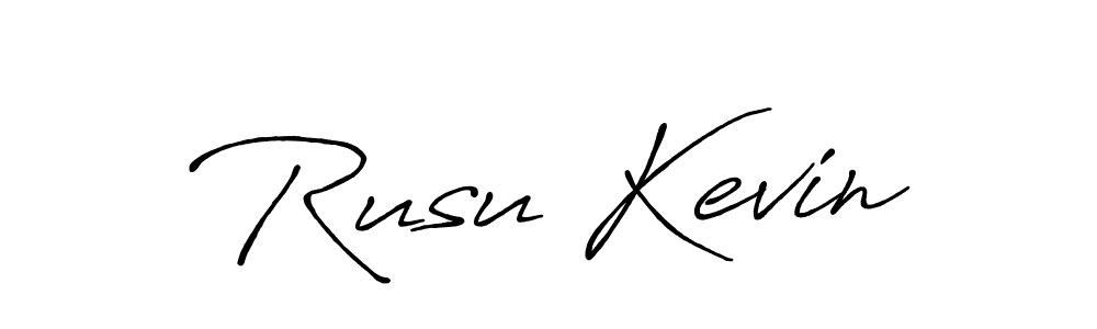 How to make Rusu Kevin name signature. Use Antro_Vectra_Bolder style for creating short signs online. This is the latest handwritten sign. Rusu Kevin signature style 7 images and pictures png