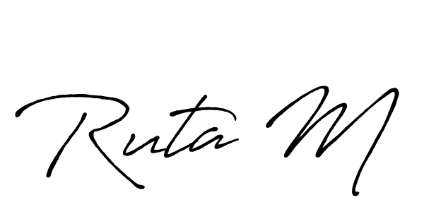 The best way (Antro_Vectra_Bolder) to make a short signature is to pick only two or three words in your name. The name Ruta M include a total of six letters. For converting this name. Ruta M signature style 7 images and pictures png