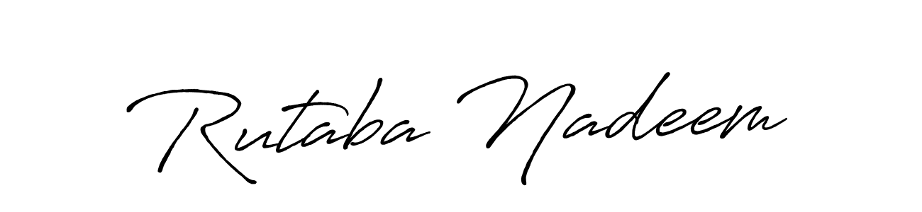 Antro_Vectra_Bolder is a professional signature style that is perfect for those who want to add a touch of class to their signature. It is also a great choice for those who want to make their signature more unique. Get Rutaba Nadeem name to fancy signature for free. Rutaba Nadeem signature style 7 images and pictures png