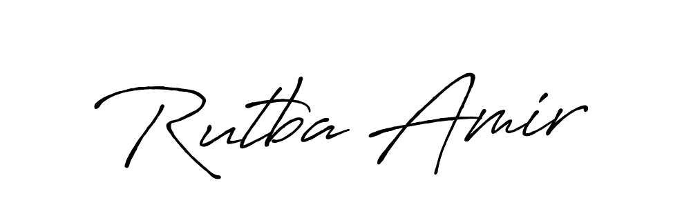 Use a signature maker to create a handwritten signature online. With this signature software, you can design (Antro_Vectra_Bolder) your own signature for name Rutba Amir. Rutba Amir signature style 7 images and pictures png