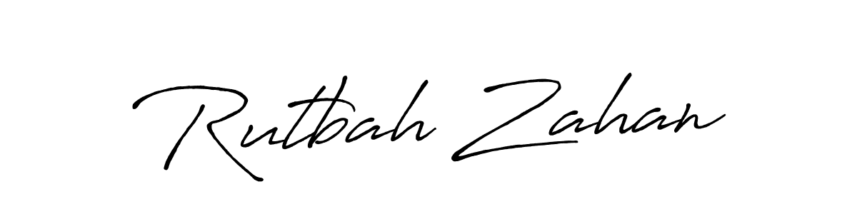 How to make Rutbah Zahan name signature. Use Antro_Vectra_Bolder style for creating short signs online. This is the latest handwritten sign. Rutbah Zahan signature style 7 images and pictures png