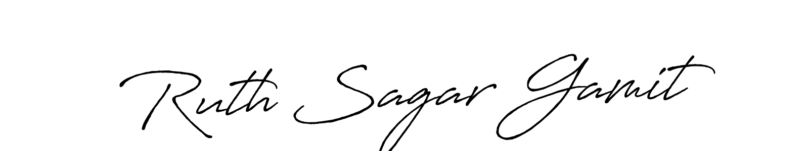 Make a beautiful signature design for name Ruth Sagar Gamit. With this signature (Antro_Vectra_Bolder) style, you can create a handwritten signature for free. Ruth Sagar Gamit signature style 7 images and pictures png