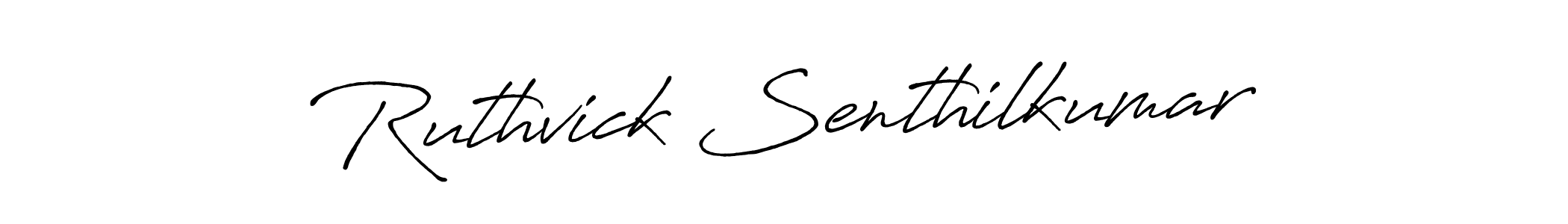 The best way (Antro_Vectra_Bolder) to make a short signature is to pick only two or three words in your name. The name Ruthvick Senthilkumar include a total of six letters. For converting this name. Ruthvick Senthilkumar signature style 7 images and pictures png