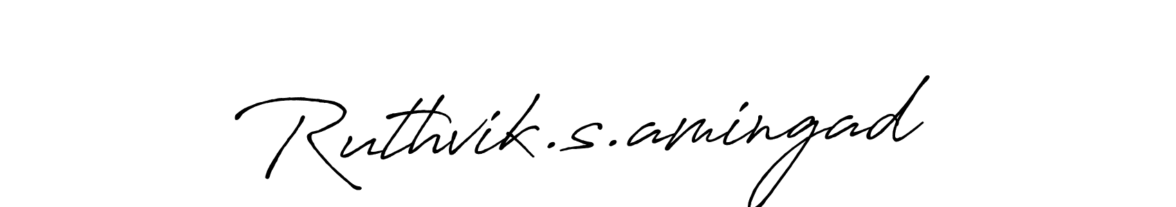 The best way (Antro_Vectra_Bolder) to make a short signature is to pick only two or three words in your name. The name Ruthvik.s.amingad include a total of six letters. For converting this name. Ruthvik.s.amingad signature style 7 images and pictures png