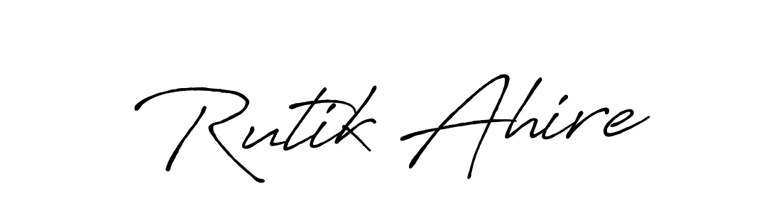 Make a beautiful signature design for name Rutik Ahire. With this signature (Antro_Vectra_Bolder) style, you can create a handwritten signature for free. Rutik Ahire signature style 7 images and pictures png