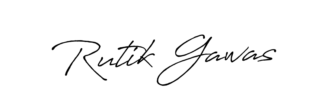 Create a beautiful signature design for name Rutik Gawas. With this signature (Antro_Vectra_Bolder) fonts, you can make a handwritten signature for free. Rutik Gawas signature style 7 images and pictures png