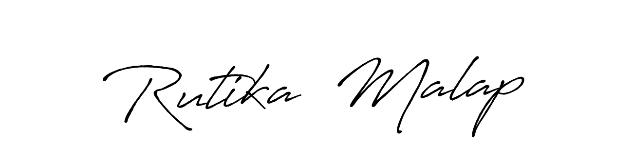 This is the best signature style for the Rutika  Malap name. Also you like these signature font (Antro_Vectra_Bolder). Mix name signature. Rutika  Malap signature style 7 images and pictures png