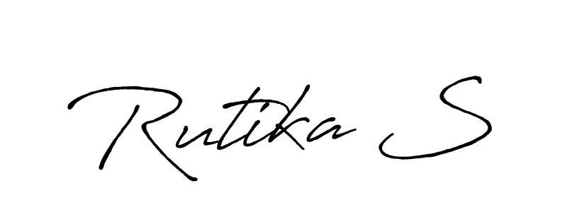 This is the best signature style for the Rutika S name. Also you like these signature font (Antro_Vectra_Bolder). Mix name signature. Rutika S signature style 7 images and pictures png