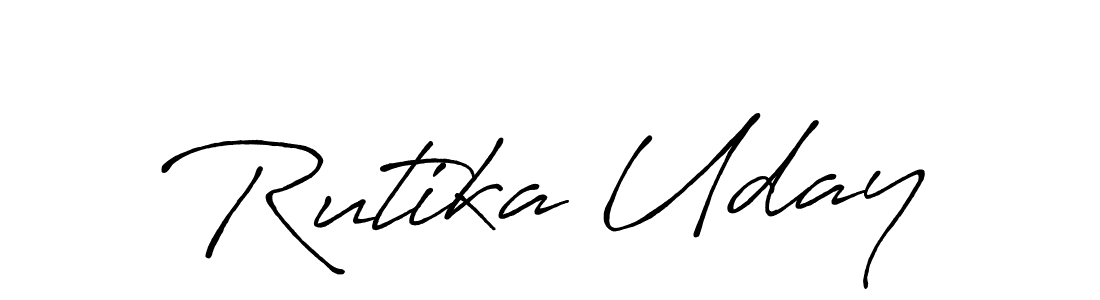 Create a beautiful signature design for name Rutika Uday. With this signature (Antro_Vectra_Bolder) fonts, you can make a handwritten signature for free. Rutika Uday signature style 7 images and pictures png